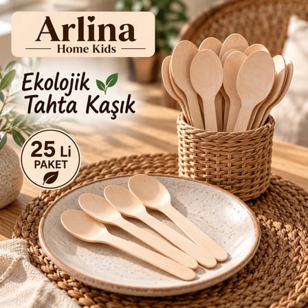 16 Cm  Tahta Kaşık 25 Li