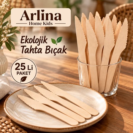 16 CM Ekolojik Tahta Bıçak 25 li
