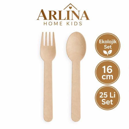 25 Kişilik  Tahta Çatal-Kaşık Seti | 50Parça 