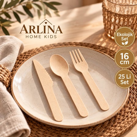 25 Kişilik  Tahta Çatal-Kaşık-Bıçak Seti | 75 Parça 