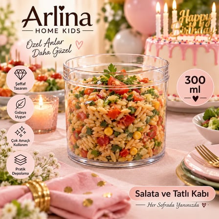 10’lu Plastik Şeffaf Sunum Kabı 300 cc
