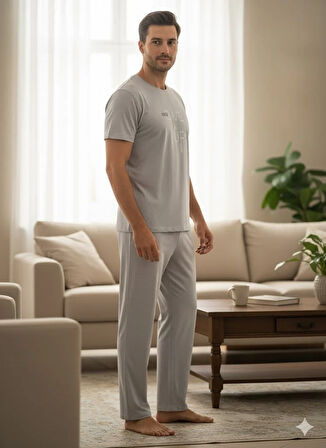 ERKEK GRİ PİJAMA TAKIMI