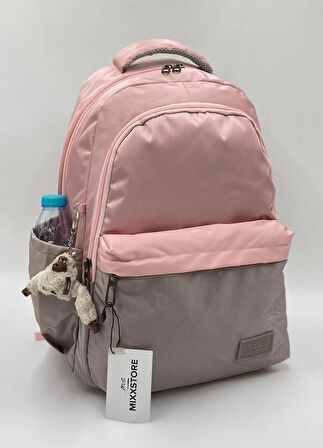  Pudra Vizon Suya Dayanıklı Saten Kumaş Büyük Boy Unisex Sırt Seyahat Okul Çantası / 1601