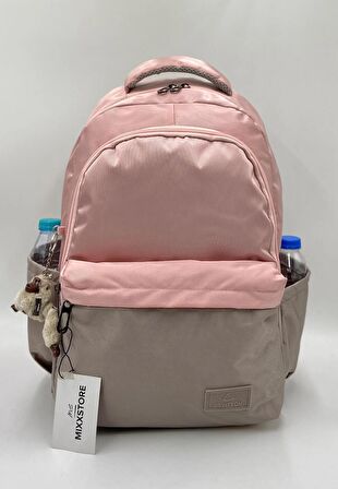  Pudra Vizon Suya Dayanıklı Saten Kumaş Büyük Boy Unisex Sırt Seyahat Okul Çantası / 1601