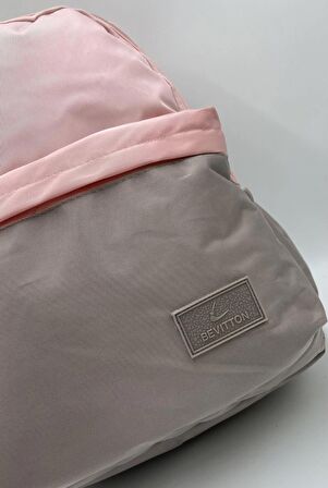  Pudra Vizon Suya Dayanıklı Saten Kumaş Büyük Boy Unisex Sırt Seyahat Okul Çantası / 1601