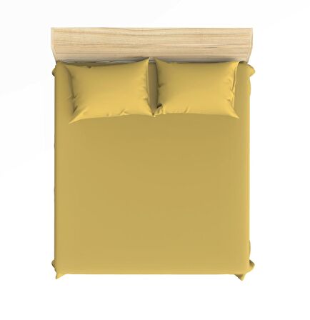 Maki %100 Pamuklu Hardal 160x200+2*(50x70) Çift Kişilik Lastikli Çarşaf ve Yastık Kılıfı