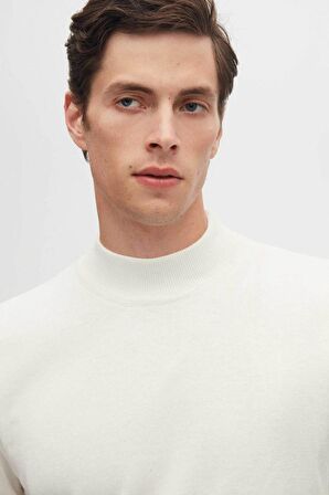 D'S Damat Regular Fit Ekru Pamuk Karışımlı Yarım Balıkçı Triko Kazak 5HF06ORT16275