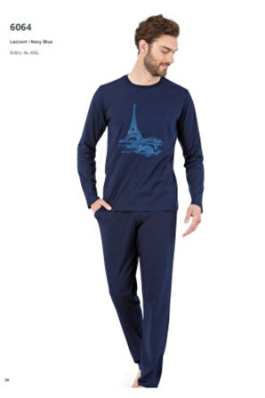 6064 Erkek Uzun Kollu Bisiklet Yaka Pijama Takımı-bordo