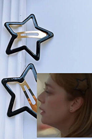 Bahar Dizisi Bahar Tokası Büyük Siyah Yıldız Çıtçıt Toka 6 cm(1 Adet)