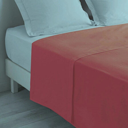 Maki Home %100 Pamuklu Fuşya 160x240 Tek Kişilik Yataklara Uygun Lastiksiz Düz Çarşaf
