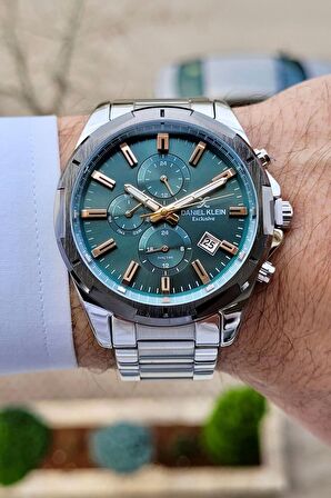 Daniel Klein DKISTE985 Kadranı Yeşil Korodnu Gümüş Renk İç Göstergeleri Aktif Fonksiyonlu Erkek Kol Saati