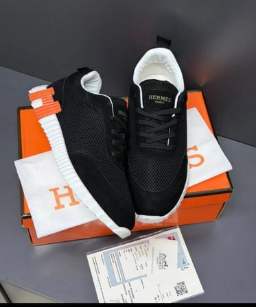 Hermes Paris Petekli Süet Siyah Erkek Sneaker