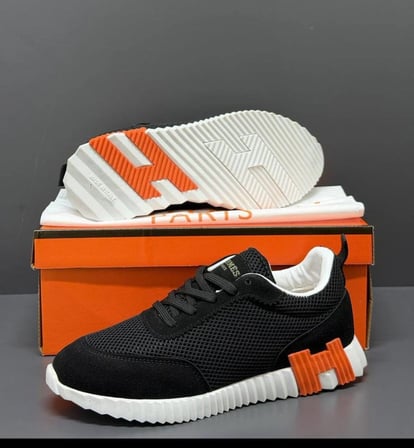 Hermes Paris Petekli Süet Siyah Erkek Sneaker