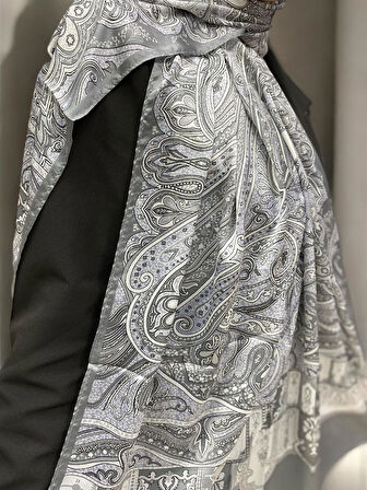 ARMANDA ETHNIC VUAL ŞAL - GRİ - 4456-06
