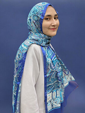 ARMANDA ETHNIC VUAL ŞAL - MAVİ - 4456-10