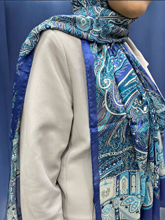 ARMANDA ETHNIC VUAL ŞAL - MAVİ - 4456-10