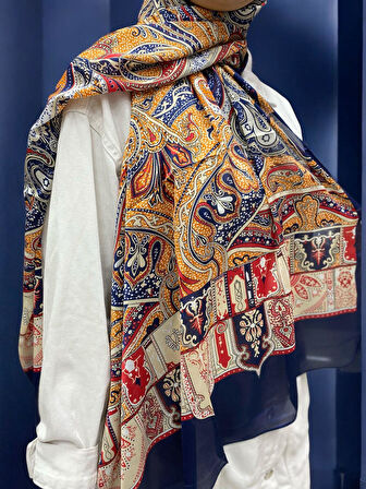 ARMANDA ETHNIC VUAL ŞAL - LACİVERT - 4456-11