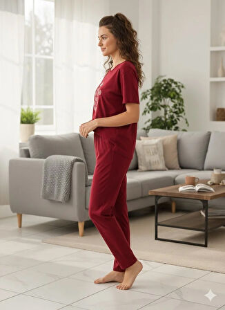 KADIN BORDO SWEET LİTTLE PRİNCES PİJAMA TAKIMI