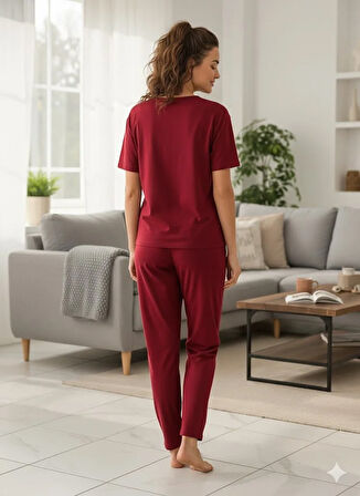 KADIN BORDO SWEET LİTTLE PRİNCES PİJAMA TAKIMI