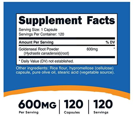 Nutricost Goldenseal Root 600mg, 120 Kapsül