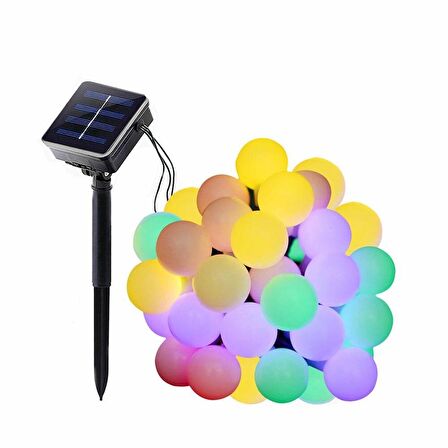 Solar Güneş Enerjili Dış Bahçe Top Aydınlatma 5Metre 50 Led Çok Renkli