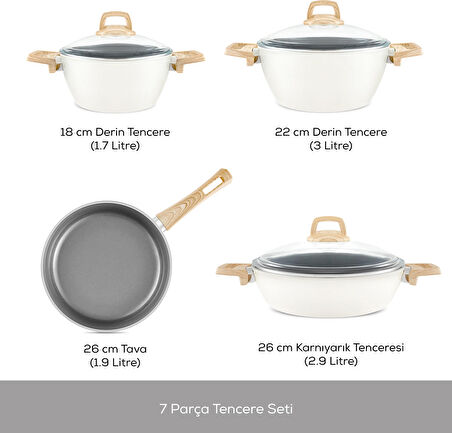 Karaca X Refika Birgül Swiss Crystal 7 Parça Tencere Seti Creamy