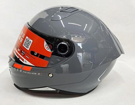 MT Kask Mt Revenge 2 S A12 Motosiklet Kaskı Parlak Gri L
