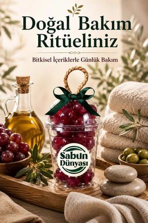Crimson Üzüm Salkımı Sabunu 250 gr, İpli Bitkisel Kalıp Zeytinyağı ile Zenginleştirilmiş Bitkisel Kalıp Sabun, Dekoratif Günlük El Yüz Vücut Temizliği - 1 Adet