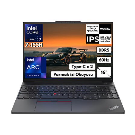 Lenovo ThinkPad E16 Gen 2 Ultra 7 155H 8 GB 512 GB SSD Arc Graphics 16" WUXGA Windows 11 Home Notebook 21MA002UTXAT37