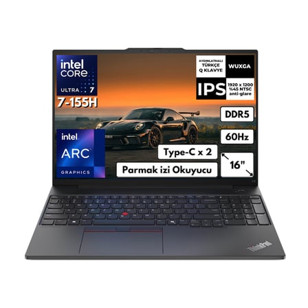 Lenovo ThinkPad E16 Gen 2 Ultra 7 155H 16 GB 512 GB SSD Arc Graphics 16" WUXGA Windows 11 Pro Notebook 21MA002UTXAT77