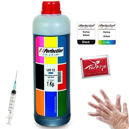 Perfection Epson T6641-T6642-T6643-T6644 Uyumlu Mürekkep 1 KG Mavi