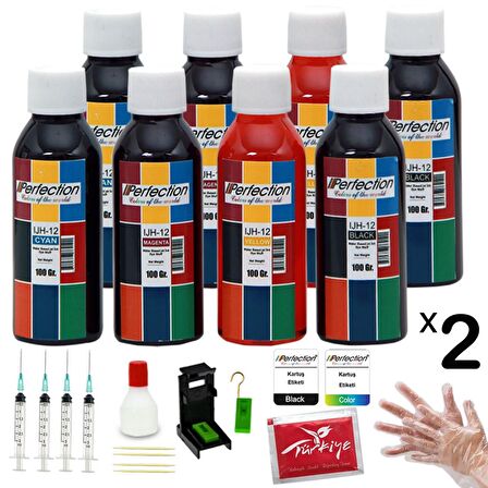 Perfection HP Deskjet 3540 / 3545 / 3546 Yazıcı Uyumlu Kartuş Dolum Seti 8 x 100 ML