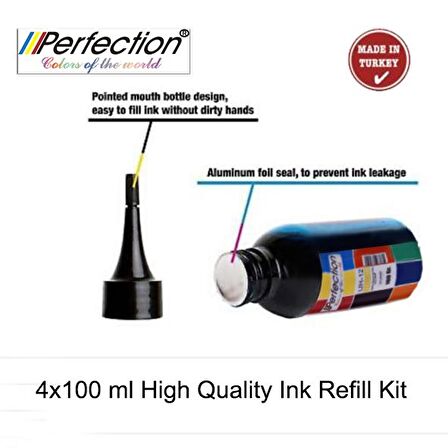 Perfection HP 704 Siyah ve Renkli Kartuş Uyumlu Dolum Seti 4 x 100 ML