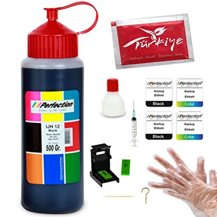 Perfection Hp 301/302/304/305/901 Kartuş Uyumlu Mürekkep Dolum Seti̇ Black 500 ML