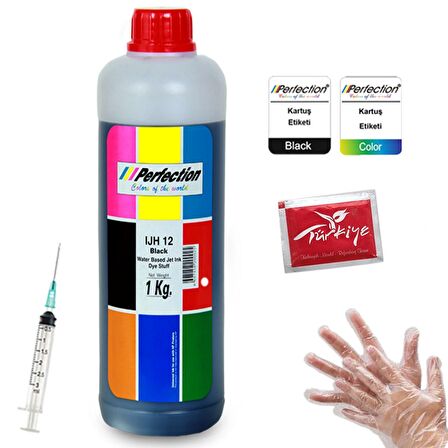 Perfection Epson L300 L310 L312 Yazıcı Uyumlu Mürekkep Dolum Seti 1 KG Siyah