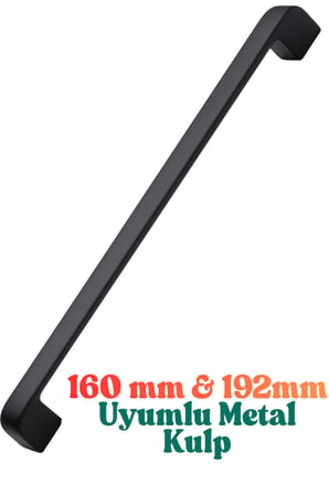 Radius Siyah Metal Mobilya Kulpu 160 mm 16,0 cm Uyumlu Modern Mutfak Dolabı Çekmece Kulbu 16,0 19,2