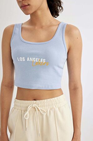 DeFactoFit NBA Los Angeles Lakers Cropped Fit Bisiklet Yaka Ribana Atlet C4914AX24SMBE571
