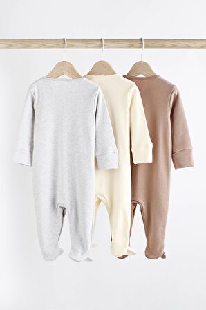 % 100 Pamuklu Krem 3’lü Tulum Set