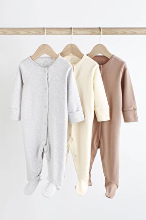 % 100 Pamuklu Krem 3’lü Tulum Set