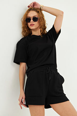 Kadın Konforlu %100 Pamuk Kısa Kollu Günlük Tişört