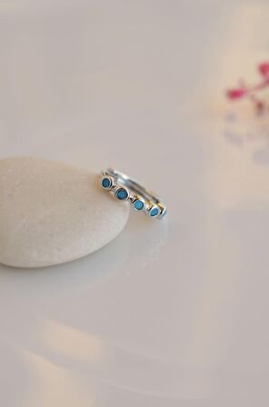 Firuze Halka Piercing Helix Kıkırdak Küpesi Gümüş Renk