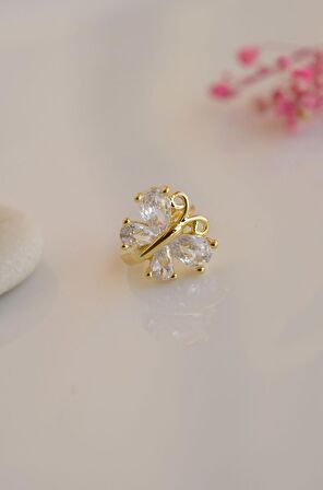 Kelebek Piercing Helix Kıkırdak Küpesi Gold