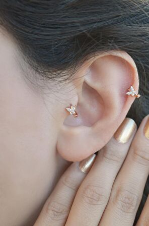Rose Mini Kelebek Tragus Piercing