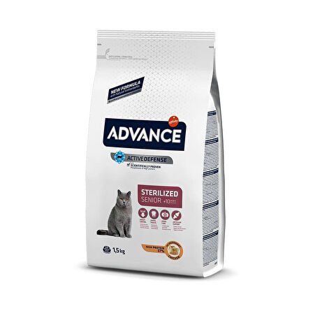 Advance sterilised senior 1,5kg +10 yaş kedi maması ileri yaş ve kısır kediler için ageing