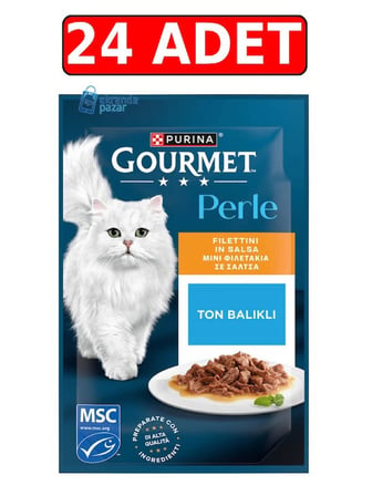 Gourmet perle ızgara ton balıklı yaş kedi maması konserve 85 gr 24 adet kedi pouch
