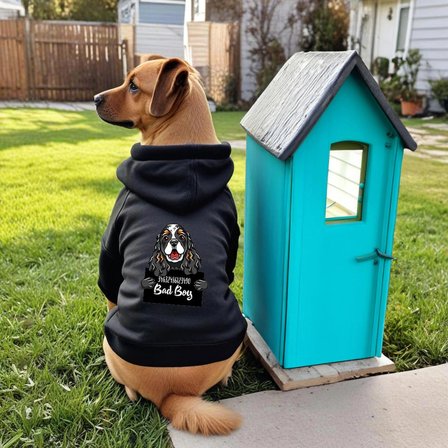 Siyah King Baskili ici polarli Köpek Kıyafeti Sweatshirt