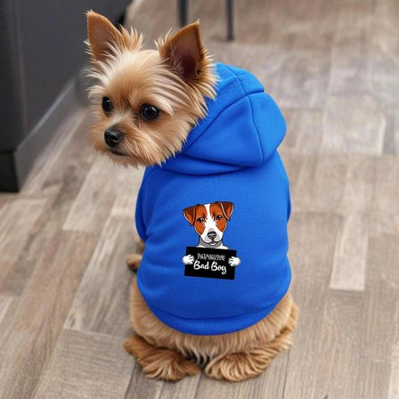 Mavi Wanted Jack Russel ici polarli Köpek Kıyafeti Sweatshirt