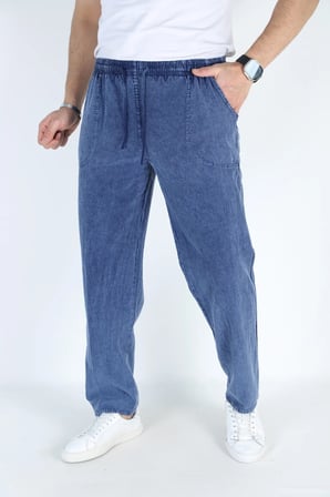 Asit Mavi Erkek Hambez Lastikli Rahat Kalıp Pamuk Eşofman Alt Pantalon