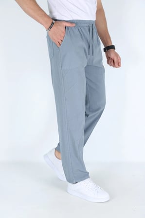 Asit Mavi Erkek Hambez Lastikli Rahat Kalıp Pamuk Eşofman Alt Pantalon