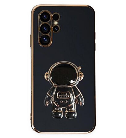 Gpack Samsung Galaxy S23 Ultra Kılıf Kamera Korumalı Astronot Desenli Standlı Silikon